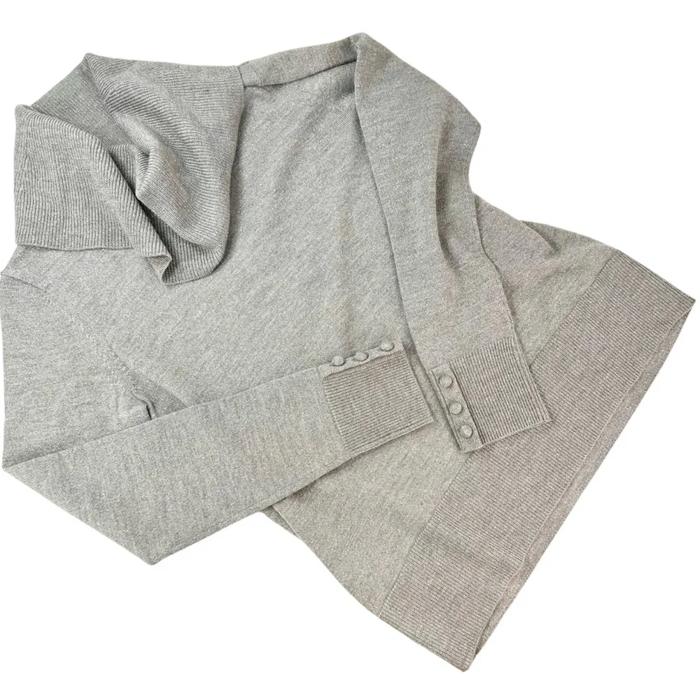 Talbots Merino Wool Button Cuff Cowlneck Sweater Shimmer